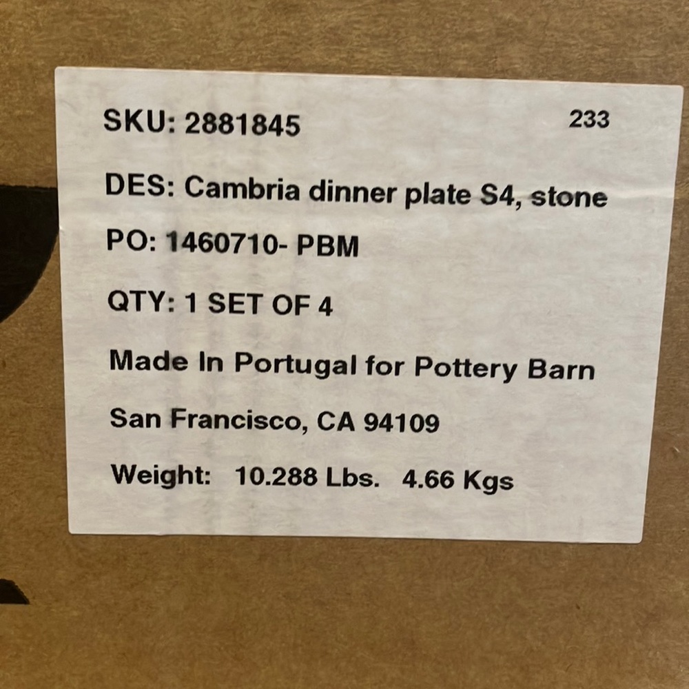 Pottery Barn Stone Dinner Plates (set of 4) - Picture 4 of 4